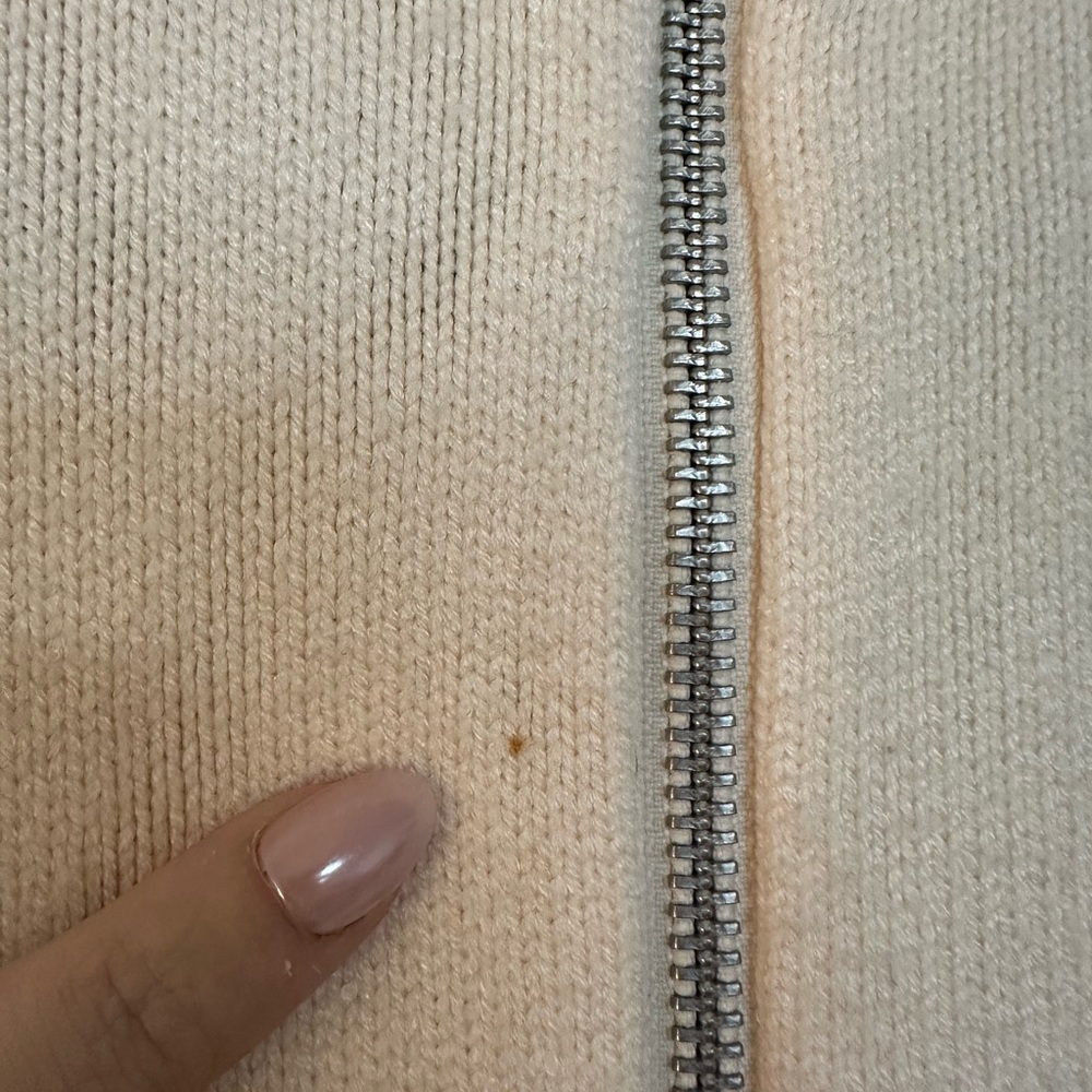 ZARA Cream & Navy Striped Zip-Up Sweater — Double Zipper — Size M - Picture 8 of 8
